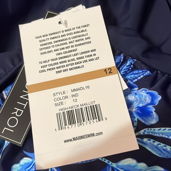 NWT Maxine Of Hollywood Women's Standard High Neck Maillot One Piece Swimsuit 12 - Picture 6 of 6